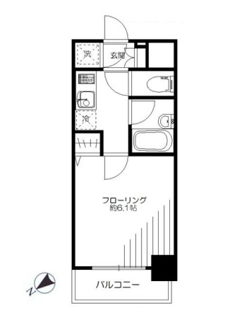 パレステュディオ小石川後楽園 4階 1Kの間取り