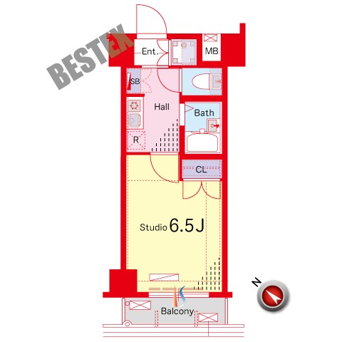 アーバイル文京白山 4階 1Kの間取り