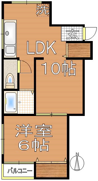 則竹ビルディング 5階 1LDKの間取り