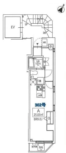 KukaiTerrace水道橋 6階 1Rの間取り