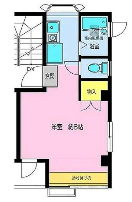 リバティー1 2階 1Rの間取り