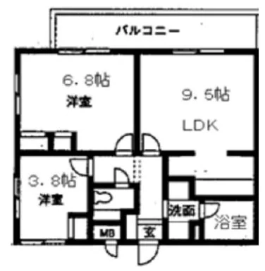 ヴェール小日向 1階 2DKの間取り
