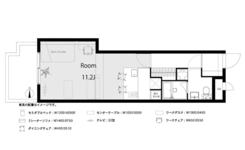 ライオンズマンション小石川第3 3階 1Rの間取り
