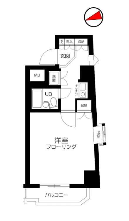 ライオンズマンション白山駅前 9階 1Kの間取り