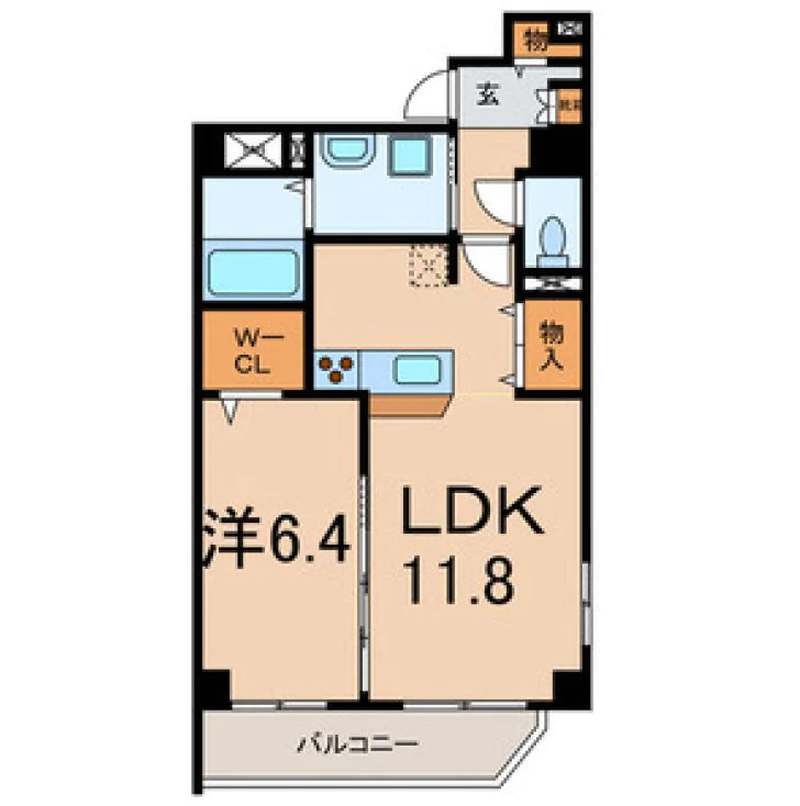 LuCe bunkyo(ルーチェブンキョウ) 1階 1LDKの間取り