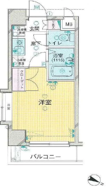 OLIO白山【オリオ白山】 2階 1Kの間取り