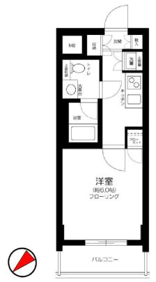 プレール・ドゥーク文京茗荷谷 6階 1Kの間取り