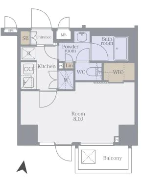 コンシェリア文京小石川 6階 1Kの間取り