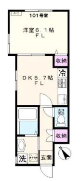 チャルテ湯島 1階 1DKの間取り