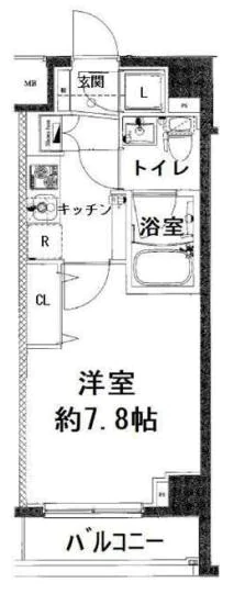 アクサス文京東大前 2階 1Kの間取り