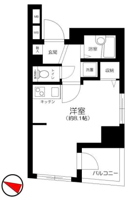 プリズムスクエア本駒込 7階 1Rの間取り
