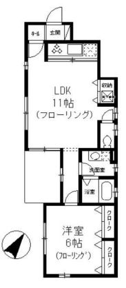 パークヒル西片 1階 1LDKの間取り