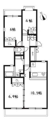 アソシエール文京白山 3階 3LDKの間取り