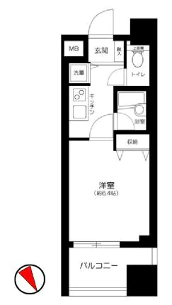 シンシア本郷東大前 3階 1Kの間取り
