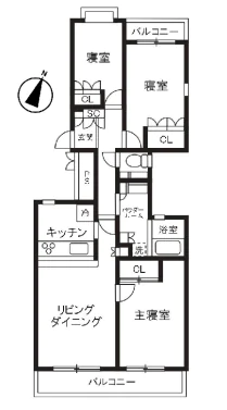 アソシエール文京白山 2階 3LDKの間取り