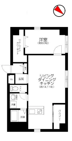 グレース茗荷谷 7階 1LDKの間取り