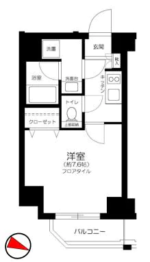 グラントゥルース本郷 4階 1Kの間取り