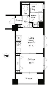 パークキューブ本郷 11階 1LDKの間取り
