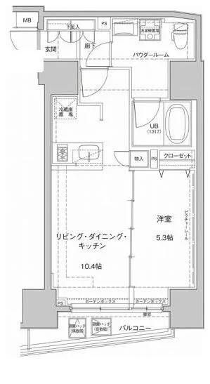 ジェノヴィア東大前グリーンヴェール 11階 1LDKの間取り