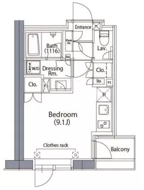 エルスタンザ文京湯島 6階 1Rの間取り