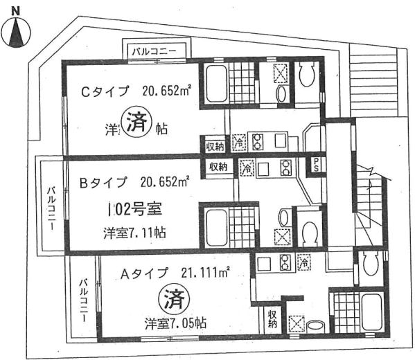 ガーデニア本郷 1階 1Kの間取り