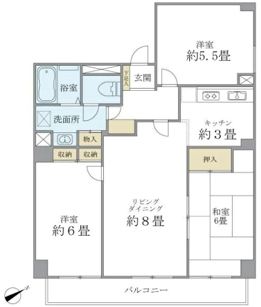 シティハイツ根津 10階 3LDKの間取り