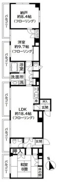 湯島台レジデンス 7階 2SLDKの間取り