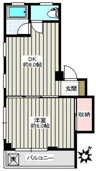 児玉マンションⅠ 2階 1DKの間取り