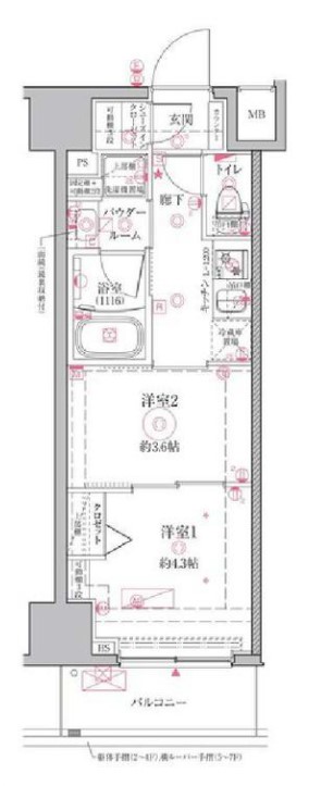 クレイシアＩＤＺ江戸川橋 5階 2Kの間取り