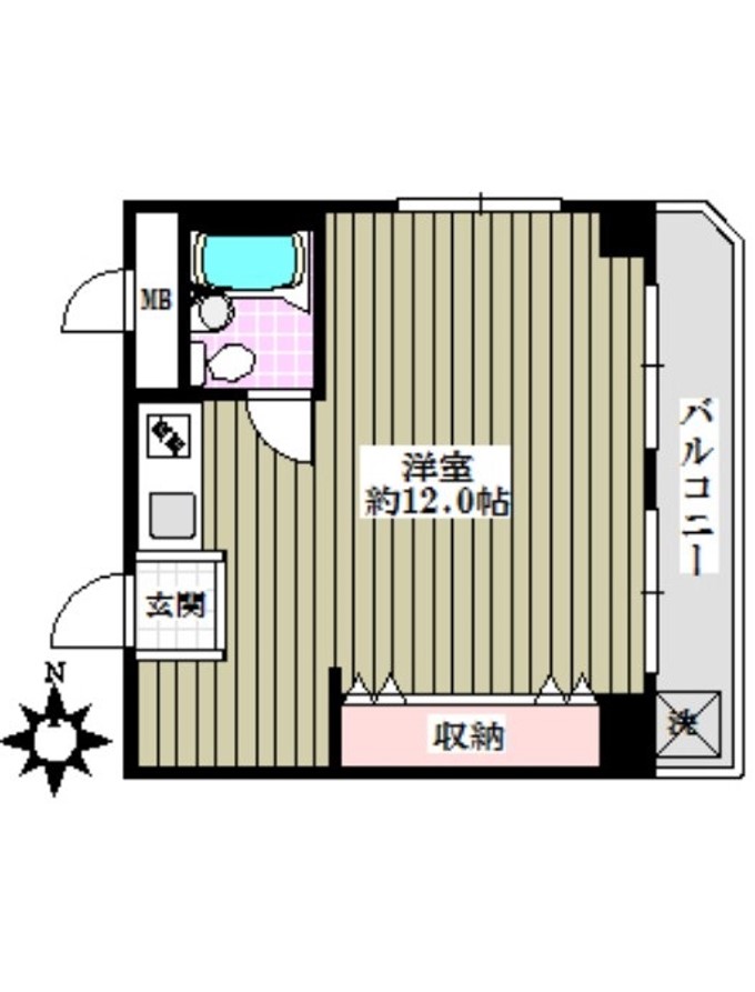 リエス本郷 2階 1Rの間取り