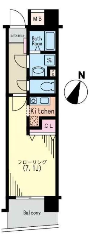 ルフェール文京 4階 1Kの間取り