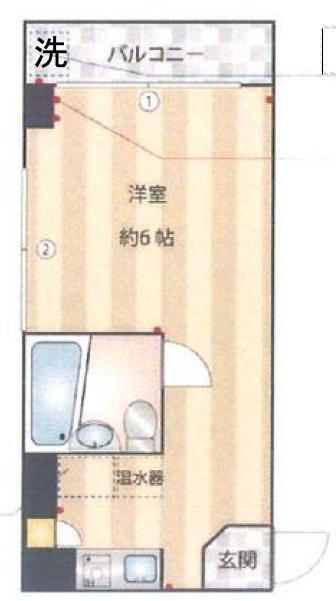 アベニーダ目白台 2階 1Rの間取り