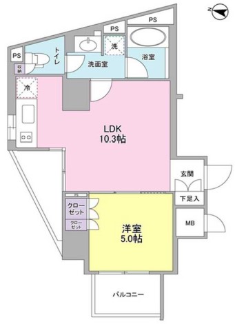 コンフォリア文京春日 10階 1LDKの間取り