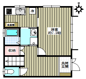 大手邸 1階 1Kの間取り