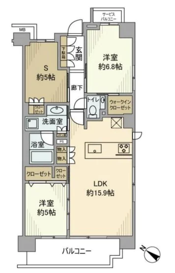 イニシア文京根津 2階 2SLDKの間取り