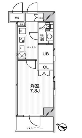エルスタンザ文京千駄木 4階 1Kの間取り