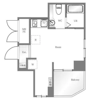 シャンボール白山 4階 1Kの間取り