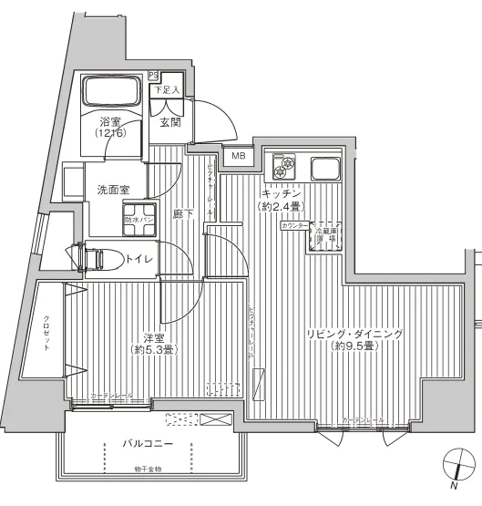 カーサラスク目白台 4階 1LDKの間取り