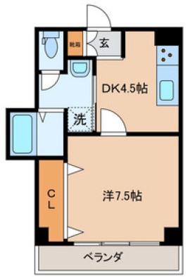 マンションかねき 4階 1DKの間取り