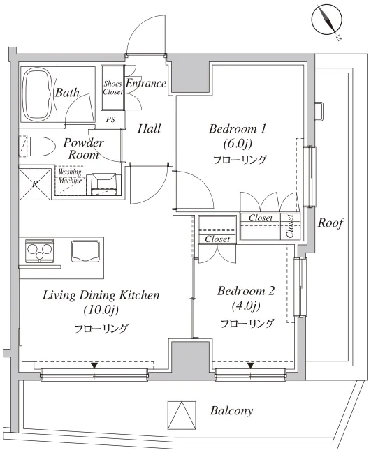 カーサスプレンディッド小石川 6階 2LDKの間取り