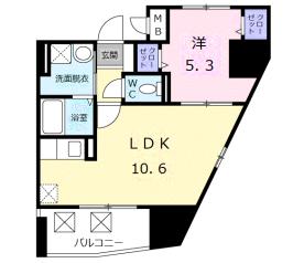 グランドルチェ白山 4階 1LDKの間取り
