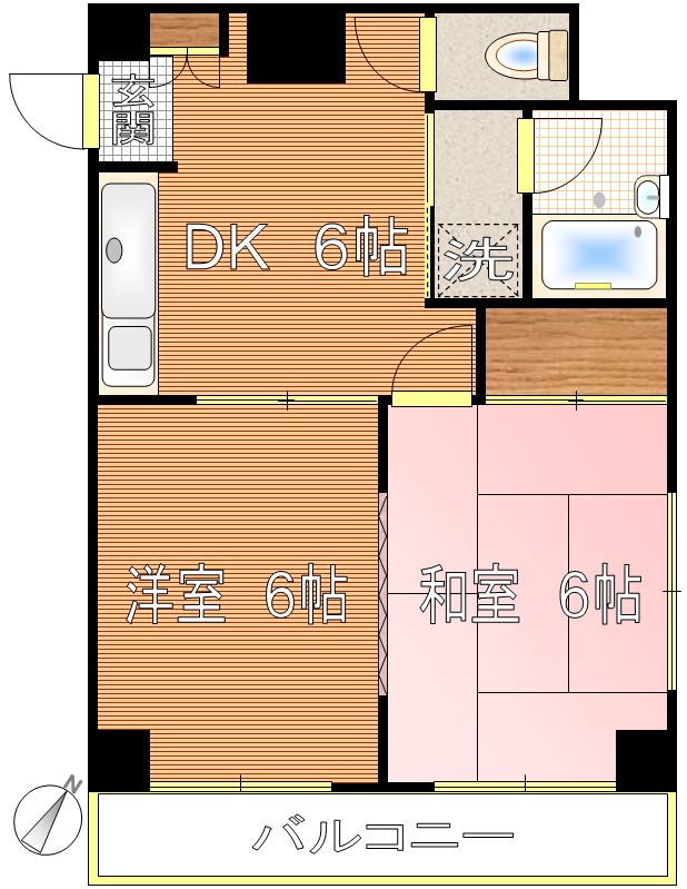 コーポ林 1階 2DKの間取り