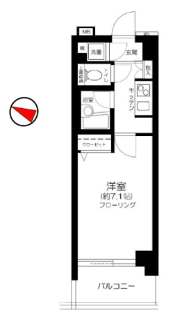 菱和パレス文京白山 2階 1Kの間取り