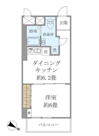 東建小石川マンション 4階 1DKの間取り