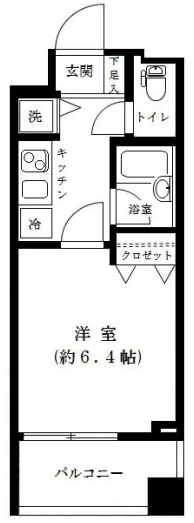 シンシア本郷東大前 5階 1Kの間取り
