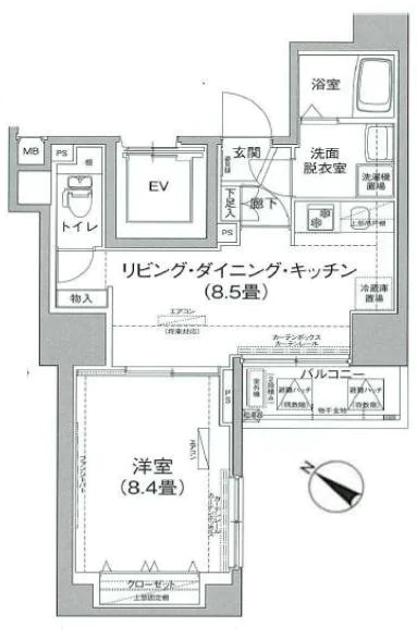 【築浅】アイルプレミアム文京六義園 5階 1LDKの間取り