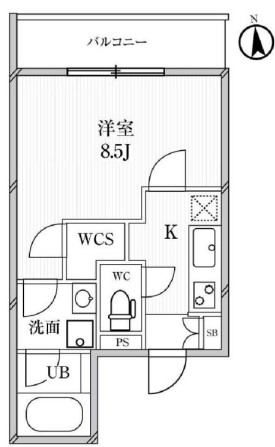 【築浅】アネックス池之端 2階 1Kの間取り
