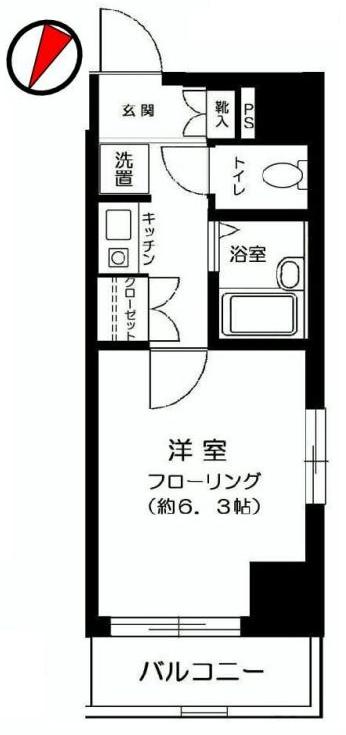 日神パレステージ音羽 3階 1Kの間取り