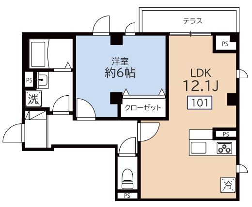 (仮称)田端新町1丁目Project 1階 1LDKの間取り