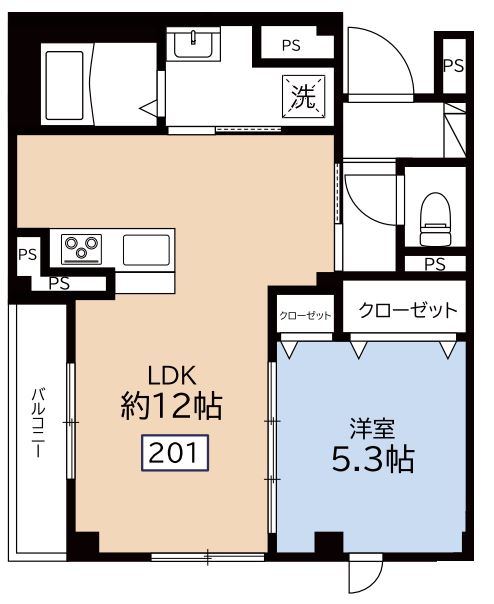 (仮称)田端新町1丁目Project 2階 1LDKの間取り